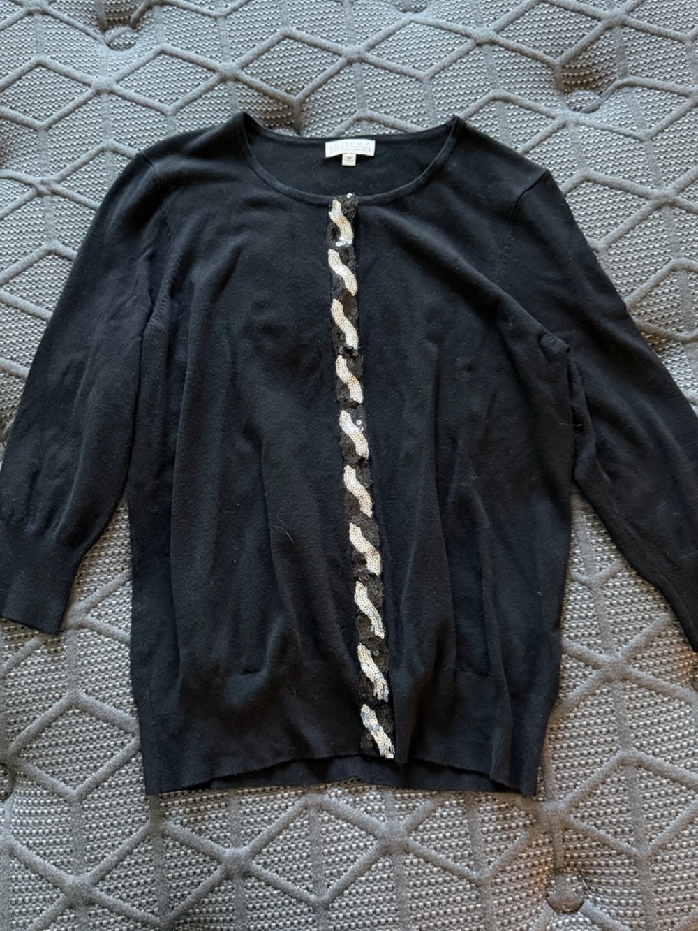 Joseph Black Cardigan with Silver Braid Trim